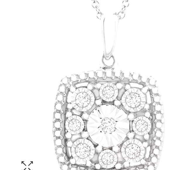 Classic Silver Necklace with Intricate Diamond Design - Picture 2 of 2